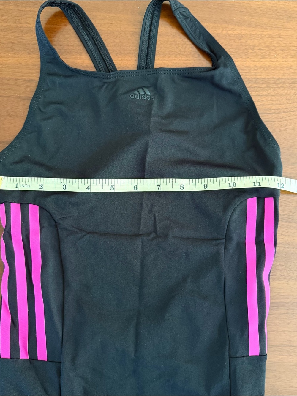 adidas Black One-Piece Swimsuit with Pink Side Stripes-Size L - Picture 5 of 8